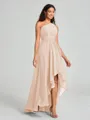 A-line/Princess One-Shoulder Asymmetrical Sleeveless Chiffon Bridesmaid Dress