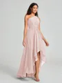A-line/Princess One-Shoulder Asymmetrical Sleeveless Chiffon Bridesmaid Dress