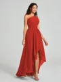 A-line/Princess One-Shoulder Asymmetrical Sleeveless Chiffon Bridesmaid Dress