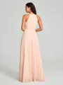 A-line/Princess Halter Floor-Length Sleeveless Chiffon Bridesmaid Dress