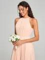 A-line/Princess Halter Floor-Length Sleeveless Chiffon Bridesmaid Dress