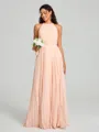 A-line/Princess Halter Floor-Length Sleeveless Chiffon Bridesmaid Dress