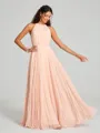 A-line/Princess Halter Floor-Length Sleeveless Chiffon Bridesmaid Dress