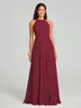 A-line/Princess Halter Floor-Length Sleeveless Chiffon Bridesmaid Dress