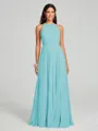 A-line/Princess Halter Floor-Length Sleeveless Chiffon Bridesmaid Dress