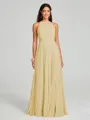 A-line/Princess Halter Floor-Length Sleeveless Chiffon Bridesmaid Dress
