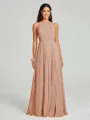 A-line/Princess Halter Floor-Length Sleeveless Chiffon Bridesmaid Dress