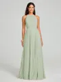 A-line/Princess Halter Floor-Length Sleeveless Chiffon Bridesmaid Dress