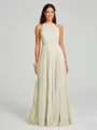A-line/Princess Halter Floor-Length Sleeveless Chiffon Bridesmaid Dress