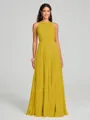 A-line/Princess Halter Floor-Length Sleeveless Chiffon Bridesmaid Dress