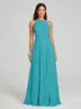A-line/Princess Halter Floor-Length Sleeveless Chiffon Bridesmaid Dress