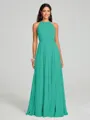 A-line/Princess Halter Floor-Length Sleeveless Chiffon Bridesmaid Dress