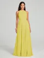 A-line/Princess Halter Floor-Length Sleeveless Chiffon Bridesmaid Dress
