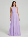 A-line/Princess Halter Floor-Length Sleeveless Chiffon Bridesmaid Dress