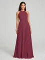 A-line/Princess Halter Floor-Length Sleeveless Chiffon Bridesmaid Dress