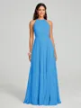 A-line/Princess Halter Floor-Length Sleeveless Chiffon Bridesmaid Dress