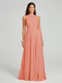 A-line/Princess Halter Floor-Length Sleeveless Chiffon Bridesmaid Dress