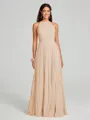 A-line/Princess Halter Floor-Length Sleeveless Chiffon Bridesmaid Dress