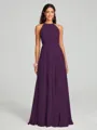 A-line/Princess Halter Floor-Length Sleeveless Chiffon Bridesmaid Dress