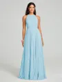 A-line/Princess Halter Floor-Length Sleeveless Chiffon Bridesmaid Dress