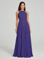 A-line/Princess Halter Floor-Length Sleeveless Chiffon Bridesmaid Dress