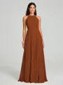 A-line/Princess Halter Floor-Length Sleeveless Chiffon Bridesmaid Dress