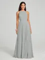 A-line/Princess Halter Floor-Length Sleeveless Chiffon Bridesmaid Dress