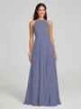 A-line/Princess Halter Floor-Length Sleeveless Chiffon Bridesmaid Dress