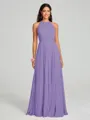A-line/Princess Halter Floor-Length Sleeveless Chiffon Bridesmaid Dress