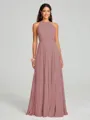 A-line/Princess Halter Floor-Length Sleeveless Chiffon Bridesmaid Dress