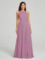 A-line/Princess Halter Floor-Length Sleeveless Chiffon Bridesmaid Dress
