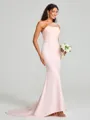 Sheath/Column One-Shoulder Sweep Train Sleeveless Stretch Crepe Bridesmaid Dress