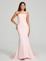 Sheath/Column One-Shoulder Sweep Train Sleeveless Stretch Crepe Bridesmaid Dress