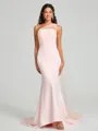Sheath/Column One-Shoulder Sweep Train Sleeveless Stretch Crepe Bridesmaid Dress