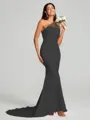 Sheath/Column One-Shoulder Sweep Train Sleeveless Stretch Crepe Bridesmaid Dress