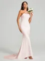 Sheath/Column One-Shoulder Sweep Train Sleeveless Stretch Crepe Bridesmaid Dress