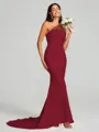 Sheath/Column One-Shoulder Sweep Train Sleeveless Stretch Crepe Bridesmaid Dress