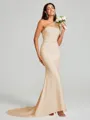 Sheath/Column One-Shoulder Sweep Train Sleeveless Stretch Crepe Bridesmaid Dress