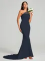 Sheath/Column One-Shoulder Sweep Train Sleeveless Stretch Crepe Bridesmaid Dress