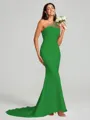 Sheath/Column One-Shoulder Sweep Train Sleeveless Stretch Crepe Bridesmaid Dress