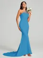 Sheath/Column One-Shoulder Sweep Train Sleeveless Stretch Crepe Bridesmaid Dress