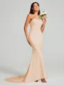 Sheath/Column One-Shoulder Sweep Train Sleeveless Stretch Crepe Bridesmaid Dress