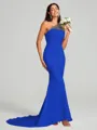 Sheath/Column One-Shoulder Sweep Train Sleeveless Stretch Crepe Bridesmaid Dress