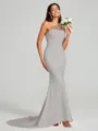 Sheath/Column One-Shoulder Sweep Train Sleeveless Stretch Crepe Bridesmaid Dress