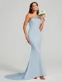 Sheath/Column One-Shoulder Sweep Train Sleeveless Stretch Crepe Bridesmaid Dress