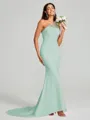 Sheath/Column One-Shoulder Sweep Train Sleeveless Stretch Crepe Bridesmaid Dress