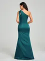 Sheath/Column One-Shoulder Floor-Length Sleeveless Silk Like Satin Bridesmaid Dress