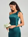Sheath/Column One-Shoulder Floor-Length Sleeveless Silk Like Satin Bridesmaid Dress