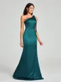 Sheath/Column One-Shoulder Floor-Length Sleeveless Silk Like Satin Bridesmaid Dress