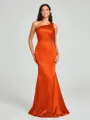 Sheath/Column One-Shoulder Floor-Length Sleeveless Silk Like Satin Bridesmaid Dress